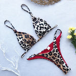 2024 Micro Leopard Bikini Women High CutBandage Push Up Swimsuit Sexy Bathing Suit Padded Thong Swimwear,summer Beach Vacation