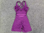 Adjustable double straps Open backV shape back design Scrunch butt No front seam Flatlock InseamRemovable pads BODYSUIT