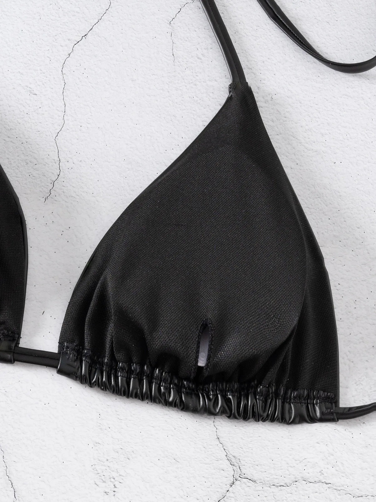 DEKA Brazilian Thong Black PU Bikini Set Triangle Bikinis Bandage Swimsuit Women Two Piece Swimwear Summer Biquini New Beachwear