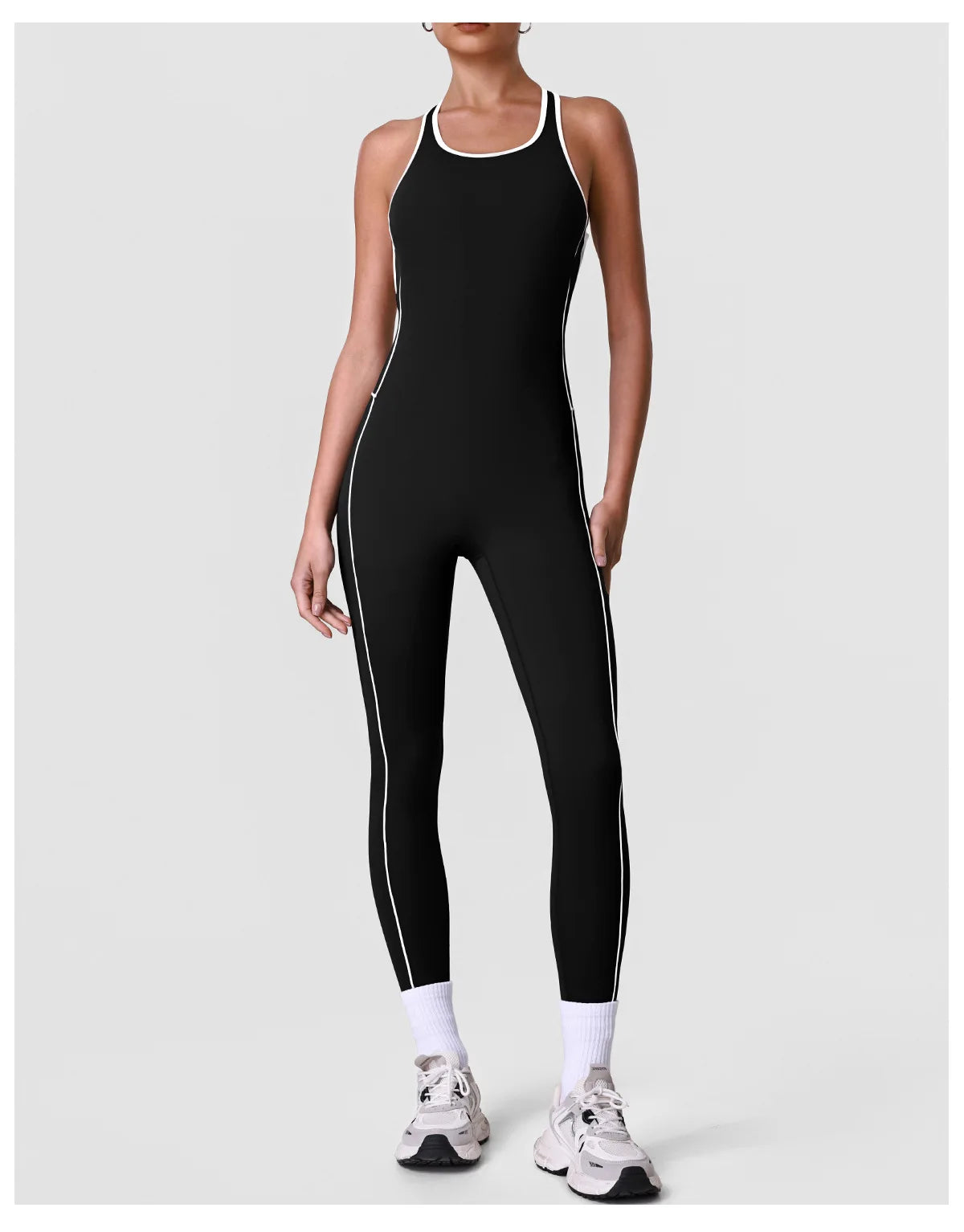 High Stretch Body Shaping Yoga Jumpsuit Women Black Patchwork Hollow Out Back Cross Fitness Sports One Piece Workout Bodysuits
