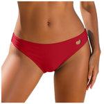 2026 New Bikini Bottoms Women's Swimsuit Low Waisted Solid Heart Cut Out Swimwear Thong Beachwear Brazilian Bathing Suit Summer