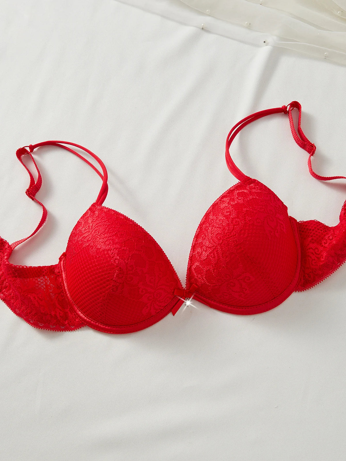 4-Piece Women's Floral Lace Lingerie Set Sexy Underwire Push-Up Bra Breathable Hollow Out Fashion Intimates