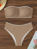 XS - L Wrinkled Strappy Bandeau High Waist Bikini Female Swimsuit Women Swimwear Two-pieces Bikini Set Bather Bathing Suit Swim