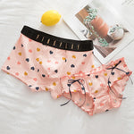 Heart Print Couple Underwear Set Men's Boxers Shorts Women's Underwear Cotton Panties for Men Women Underpants Lover's Panties