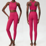 Yoga Set 2 Pieces Women's High Waisted Leggings Sports Vest Exercise Clothing Workout Outfits Fitness Sportswear Gym Tracksuit
