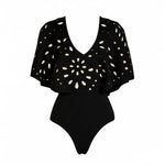 New 2Pcs Black Hollow Swimsuit Women Sexy Swimwear With Midi Skirt Push Up Bikini Female Biquini Bathingsuit Bodysuit Beachwear