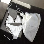 Three Piece Bikinis Sets 2026 String Halter Swimwear with Cover Up Sexy Swimsuit Women Beachwear Bathing Suit Black Mini Bikini