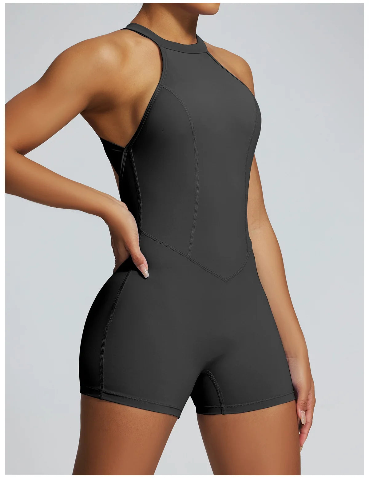 Short Sports Jumpsuit Women Hollow Out Backless Sleeveless High Elasticit Yoga One Piece Suit Tight Fitting Fitness Rompers