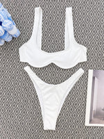 DEKA Brazilian Underwire Bikini Set Women Solid Triangle Neon Pink Swimwear Bandage Backless Swimsuit Beachwear Biquini