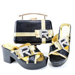 Doershow Charming Shoes And Bag Matching Set With GOLD Hot Selling Women Italian Shoes And Bag Set For Party Wedding! HRT1-8
