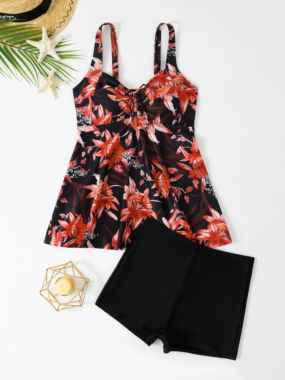 Printed Tankini Set 2026 Padded Floral Swimsuit Women Strappy Swimwear Female Beach Dress Bathers Bathing Swimming Swim Suit XL