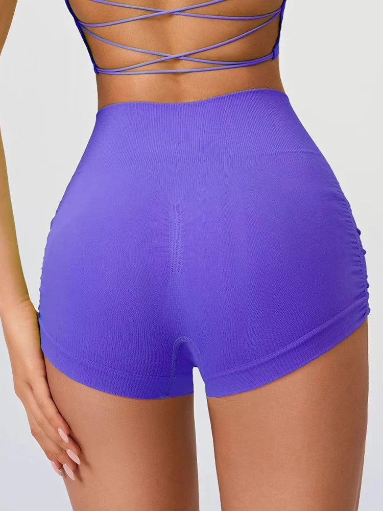 High Waist Women's Yoga Fitness Shorts Tight Fit Abdominal Slimming Lifted Buttocks Three Part Pants Exercise Clothing