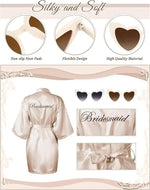 7 Pcs Bride Bridesmaid Robe Sets for Wedding Bridal Party Satin Robes Maid of Honor Robe with Heart Shaped Sunglasses