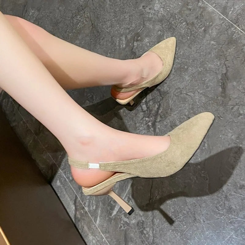 2026 Summer Sandals Women Fashion Pointy Shallow MouthBack Air Anti-slip Wear Heels