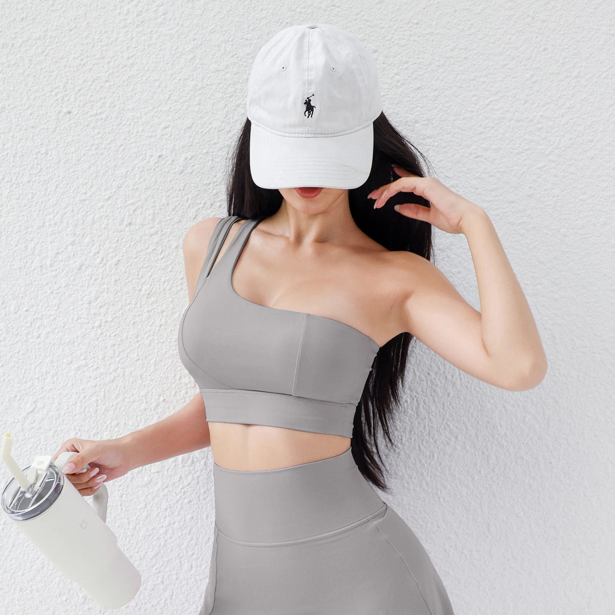 Women's Summer Asym Bra: Moisture-Wicking & Removable Cups w/Athleisure Cut