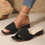 Women's Plus Size Mid Heel Slippers 2026 summer New High Heels Party Shoes Comfortable Slippers Sandals