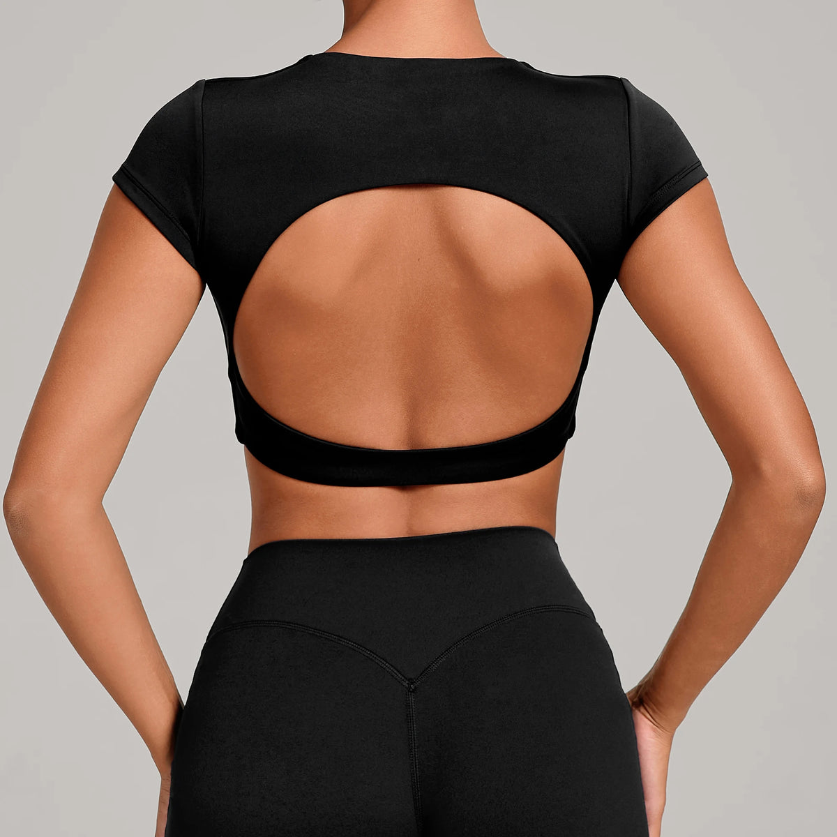No Padded Women's Yoga T-shirt Short Sleeves Bra Backless Fitness Top Beautiful Back Gym Clothes Form-fitting Running Tee