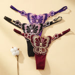 Butterfly Lace Thong for Women Low Waist G-String Transparent Mesh Panties Sexy Embroidered Briefs Adjustable Waist Culotte Femm