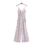 Paisley Print Bohemian Wide Leg Long Pants Jumpsuit Women Summer New Overalls Spaghetti Strap Loose Casual Boho Jumpsuit Tassel