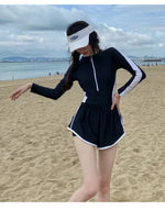New Women's Swimsuit, One-piece Coverage Slimming EffectConservative Sports Style Hot Spring Flat Leg Pants Swimsuit Plus Size