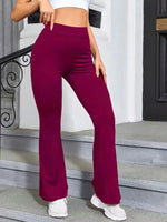 Women's High-Waisted Flared Yoga Leggings, Basic Style High Stretch Bootcut Workout Pants,Women's Trousers,Plus Size Leggings
