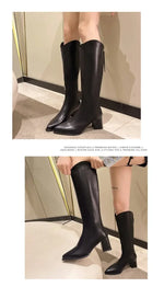 Pointed Toe Women High Boots Fashion Side Zippers Long Booties Ladies Elegant Party High Heel Shoes Winter Women's Footwear