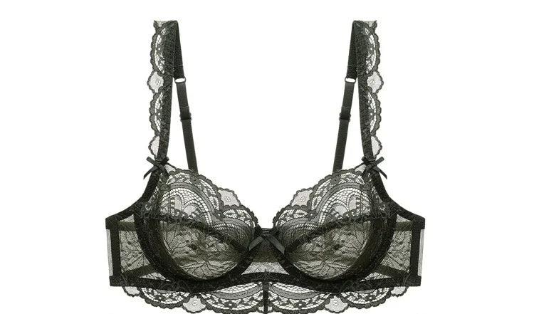 MOYISU Pure Desire Lace Bra Set Women Sexy Anti-Sag Push Up Bralette Sheer Underwear for Big/Small Chest Comfort Support
