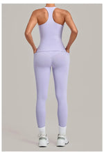 Women's Seamless Yoga Sets Sports Fitness Hip-lifting High Waist Pant Sleeveless Backless Suits Workout Running Leggings Sets