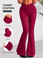Womens New Spring Autumn Flare Pants V Shaped Cross Waist Wide Leg Trousers Elegant Loose Women Long Sweatpants For Slim Figures