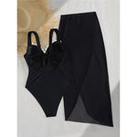 S - XL New 3D Flowers With Skirt Underwired Women Swimwear One Piece Swimsuit Female High Cut Leg Bather Bathing Suit Swim V7865