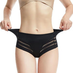 1PC Women Mid-Rise Striped Mesh Shaping Briefs Anti-Chafing Shapers Tummy Control Panties Under Skirt Plus Size Underwear M-3XL
