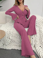 Autumn Winter Pajamas Sets for Women Sleepwear Two Pieces Sexy V Neck Long Sleeve Tops and Trousers Set Loungewear Home Clothes