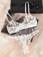 Transparent Floral Two Pieces Exquisite Lace Lingerie Set Ultrathin Bra Briefs Set Solid Exotic Lingerie For Ladies 23171A