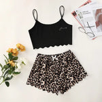Sexy Alien Print Sling Sleepwear Women's Pajamas Set V-Neck Pyjamas Female Homewear Sleeveless CuteTop And Shorts