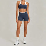 Women's Seamless Yoga Sets Sports Gym Fitness High-Waist Hip Lifting Shorts Suits Training Running Workout Beautiful Back Sets