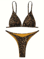 2024 Micro Leopard Bikini Women High CutBandage Push Up Swimsuit Sexy Bathing Suit Padded Thong Swimwear,summer Beach Vacation