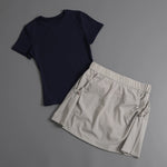 Summer Casual Yoga Sets Women Short Sleeve Loose T-shirt Sportwear High Waist Pocket Sports Short Skirt Fitness Running Wear