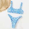 2 Pcs/Set Lady Swimwear Set Leopard Print Quick Dry Women Bathing Suit Slim Fit Wireless Summer Bikini Set For Beach