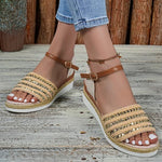 Gold Rivets Decor Wedges Sandals Women Summer Lightweight Platform Sandles Woman Plus Size 43 Ankel Buckle Rome Sandalias Mujer
