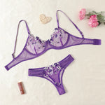 Sexy Lace Lingerie Bra And Panty Sets Women Underwear Flower Embroidery Bralette Set