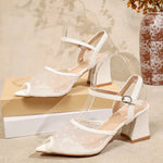 Heel Sandals for Women - Peep Toe Ankle Strap Dress Shoes, Comfortable Thick Heel for Office