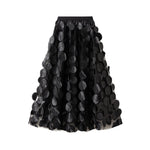 Women Tulle Tutu Skirt Solid Color 3D Dot Elastic Mesh Fairy A-Line Skirt for Beach Party Streetwear