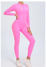 Women Sportwear Yoga Jumpsuit Zip Long Sleeve Back Open Outfit Fitness Tracksuit Tight One-piece Gym Overalls Sports Bodysuit