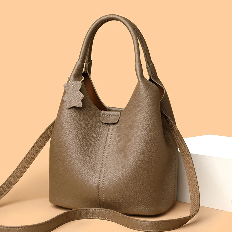 New Trendy Casual Soft PU Women's Handbags Solid Color Large Capacity Female Shoulder Bags Retro Tote Bags For Commute Shopping