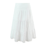 New Style Vacation Casual Long Skirt Half Transparent Lace Trimmed Mesh Splicing Hollow Embroidery Fairy Long Skirt Elegant TGER