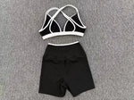 Summer Yoga Set 2Pcs Women's Tracksuit Back Cross Sports Bra Sportswear High Waist Butt-Lifting Fitness Pants Workout Top Suit