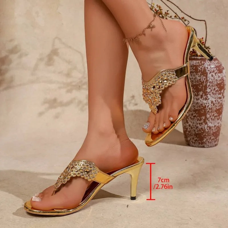 Sandals and Slippers withFlip Flops Home Casual Women's Block Heel Heightening Versatile Slippers