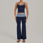 Women's Sleeveless Yoga Set Sports Workout High Waist Butt-Lifting Flared Pants Suits Beautiful Back Slim-Fit Running Vest Sets
