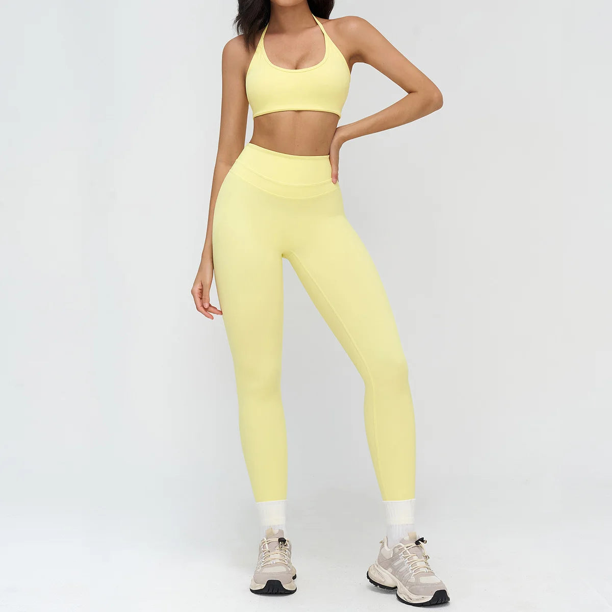 2 Pieces Sportswear Women Yoga Set Gym Clothes Fitness Set Outfit Outdoor Long-Sleeved Shirt Tracksuits Sports Bra Gym Leggings