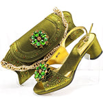 doershowItalian Shoe and Bag Set New 2024 Women Shoes and Bag Set In Italy olive Italian Shoes with Matching Bag HMP1-16
